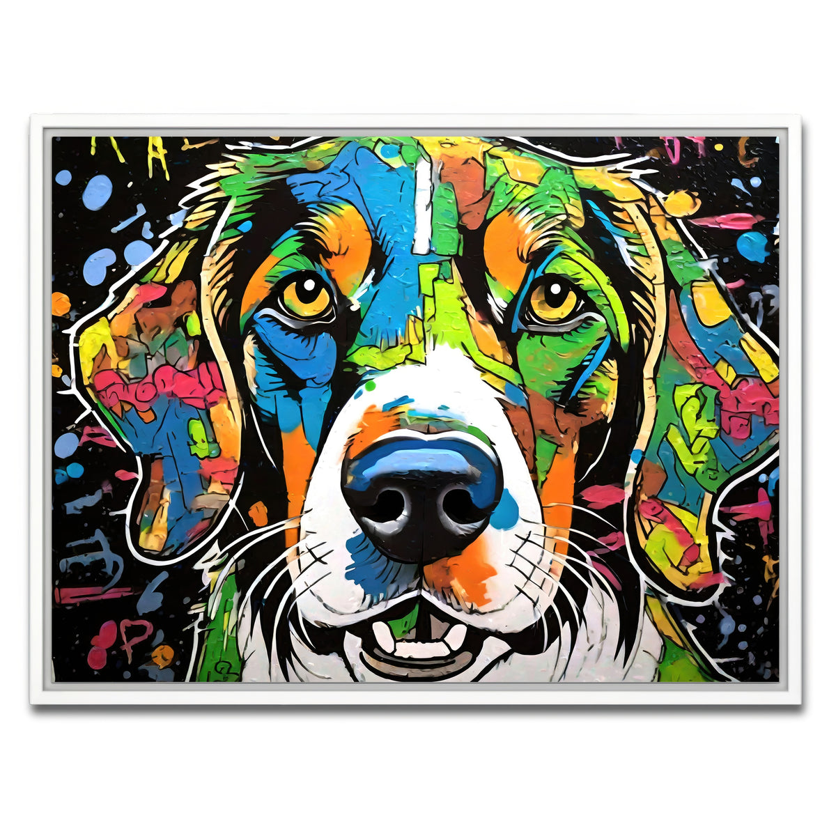 AUTO-MOCKUP WHITE | dog graffiti | 1 Piece | White Framed Canvas | group=4x3