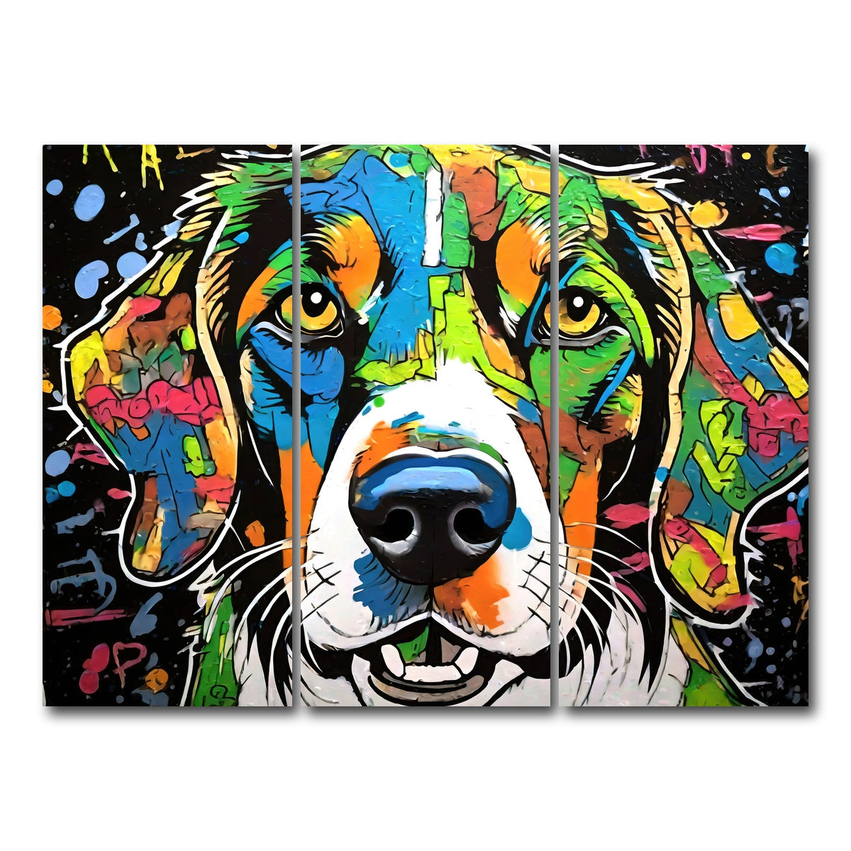 AUTO-MOCKUP WHITE | dog graffiti | 3 Piece | Gallery Wrap Canvas | group=8x18