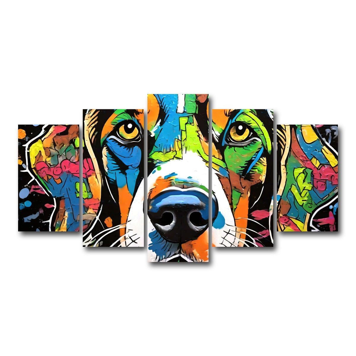 AUTO-MOCKUP WHITE | dog graffiti | 5 Piece | Gallery Wrap Canvas | group=5_normal