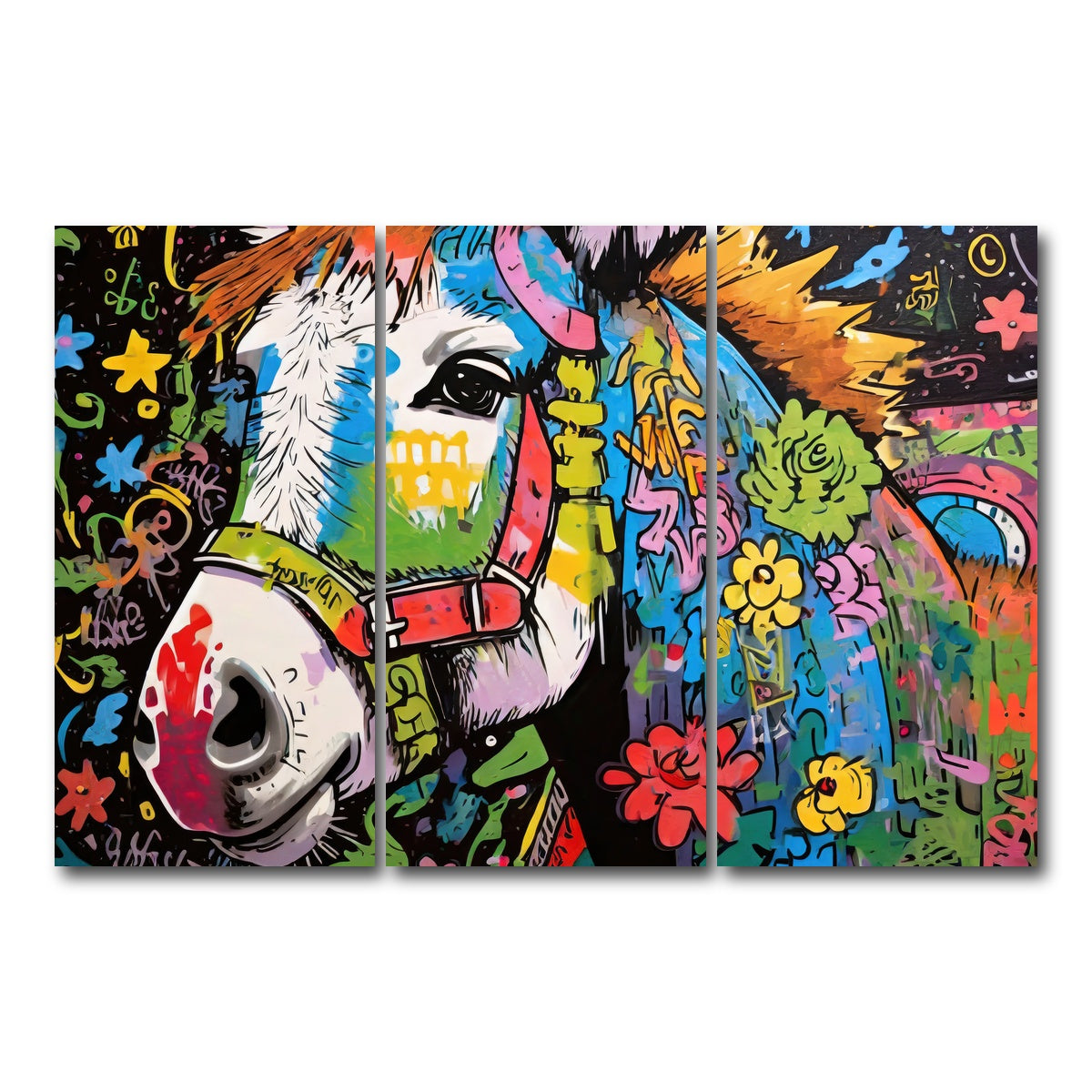 AUTO-MOCKUP WHITE | donkey graffiti | 3 Piece | Gallery Wrap Canvas | group=12x24