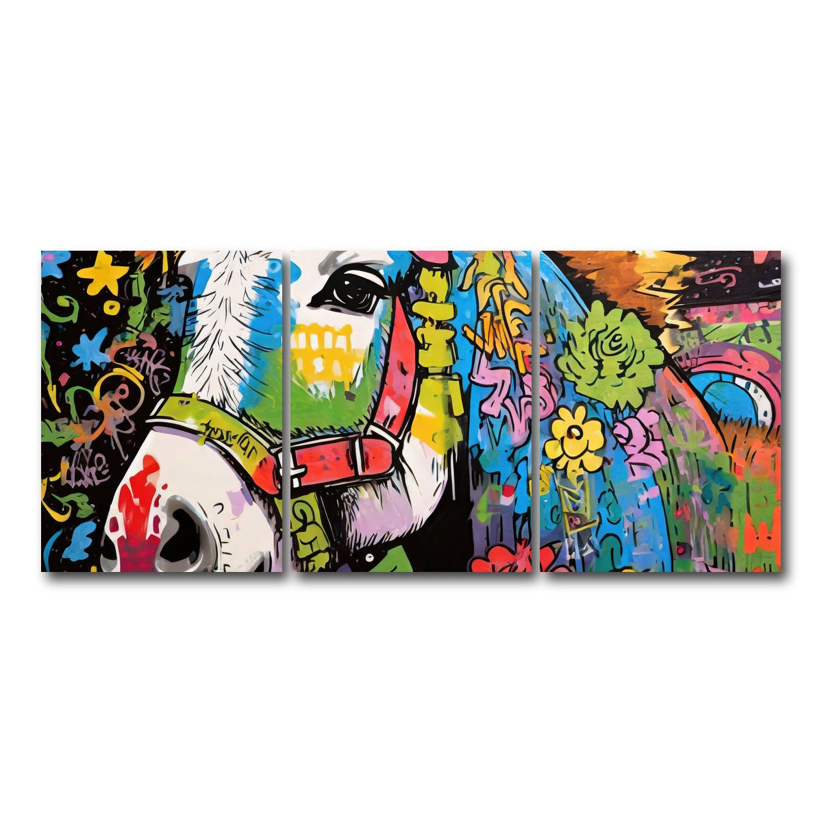 AUTO-MOCKUP WHITE | donkey graffiti | 3 Piece | Gallery Wrap Canvas | group=18x24