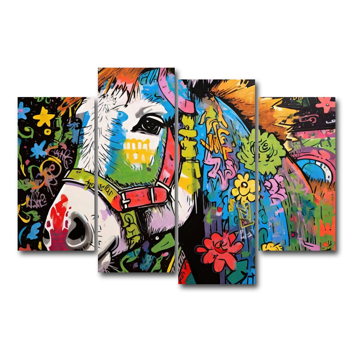 AUTO-MOCKUP WHITE | donkey graffiti | 4 Piece | Gallery Wrap Canvas | group=4_short