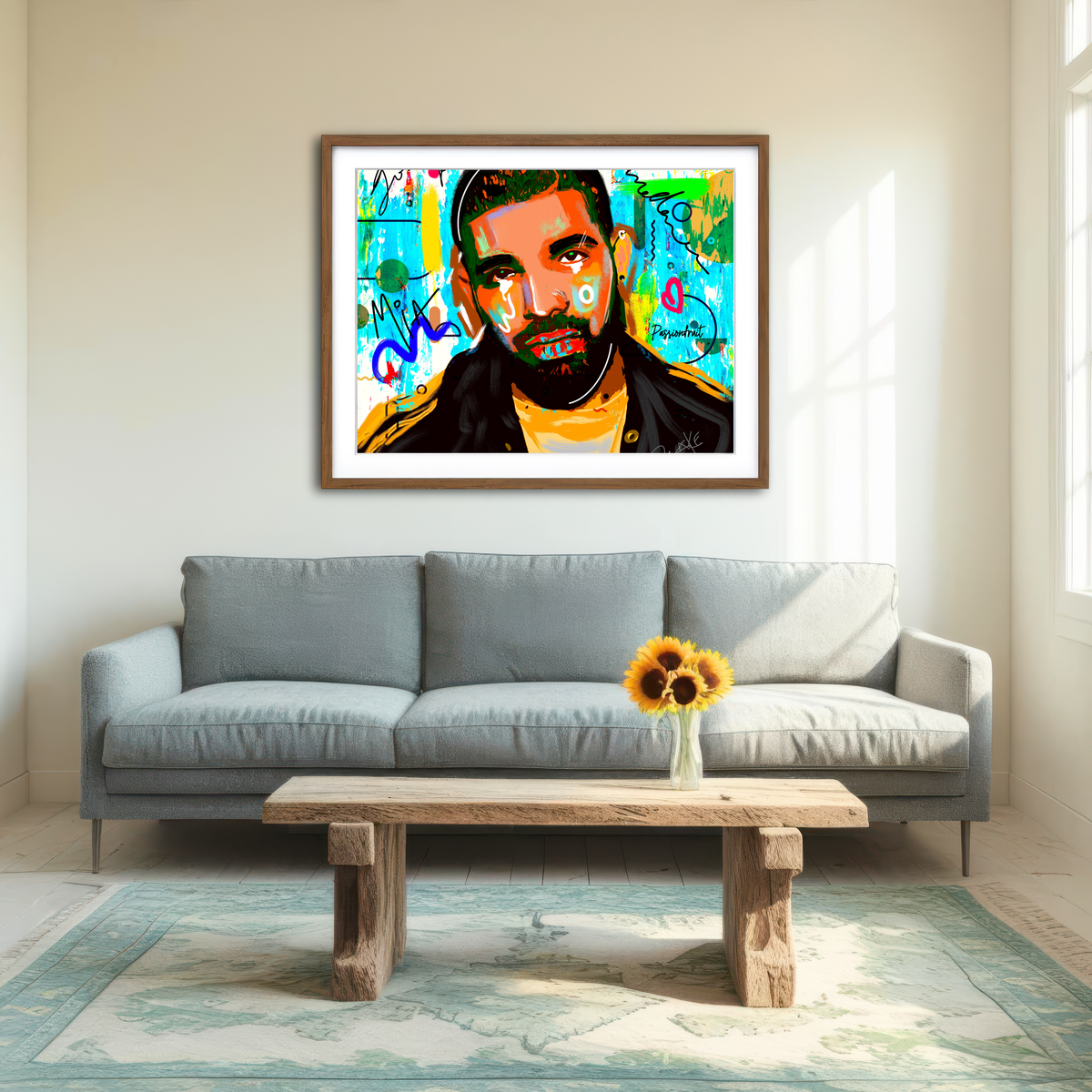 AUTO-MOCKUP ROOM | Drake Graffiti Wall Art