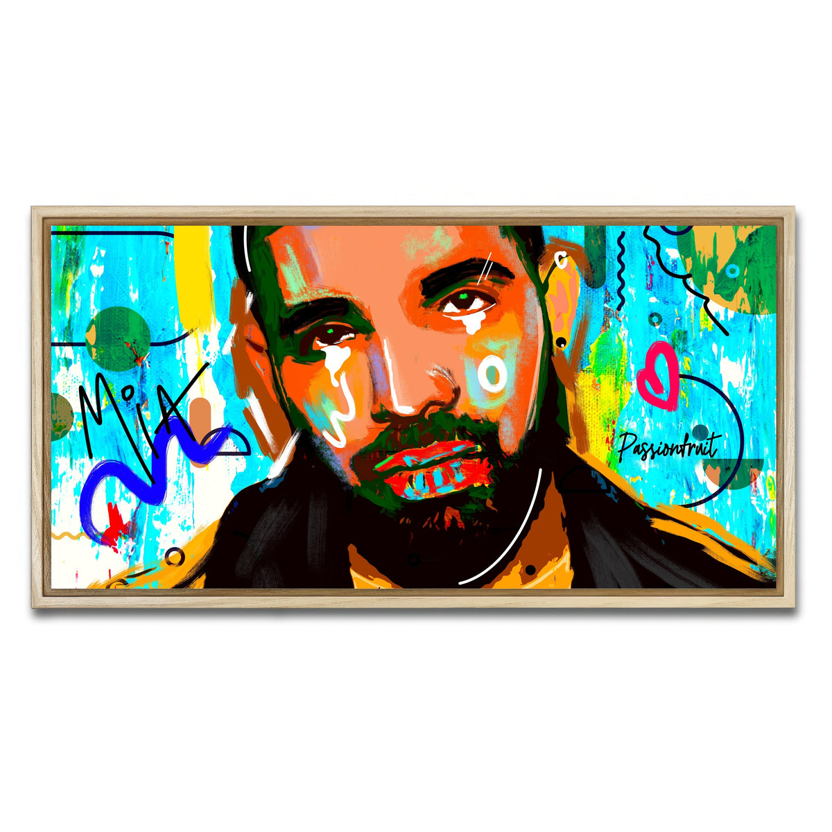 AUTO-MOCKUP WHITE | drake Graffiti | 1 Piece | Natural Framed Canvas | group=2x1