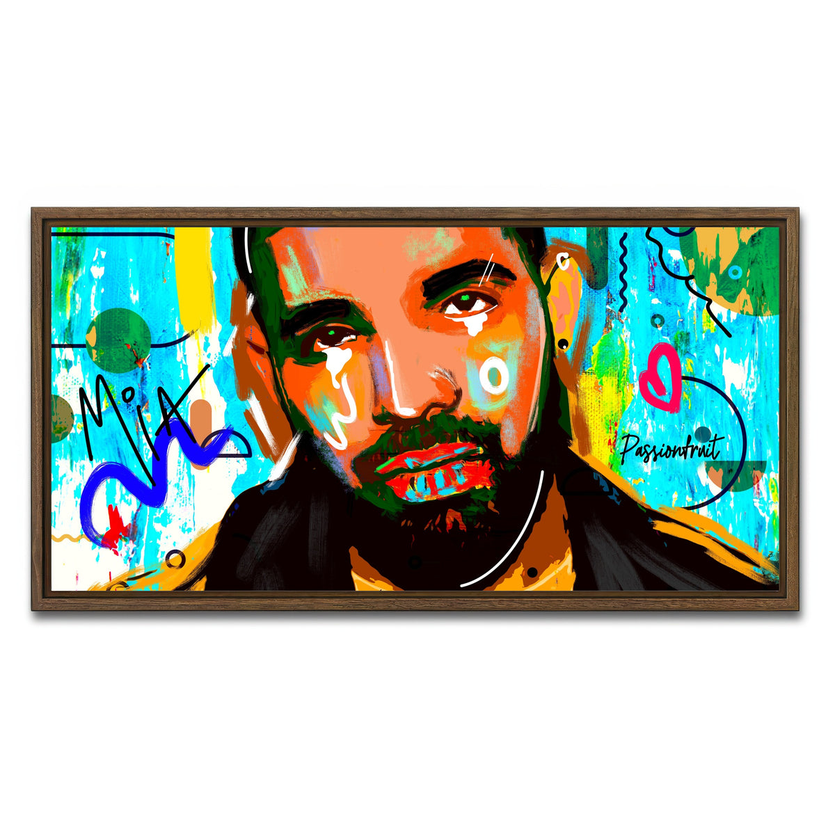 AUTO-MOCKUP WHITE | drake Graffiti | 1 Piece | Walnut Framed Canvas | group=2x1