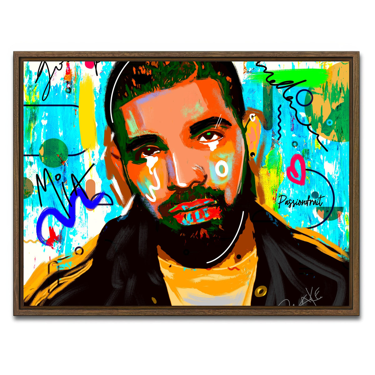 AUTO-MOCKUP WHITE | drake Graffiti | 1 Piece | Walnut Framed Canvas | group=4x3