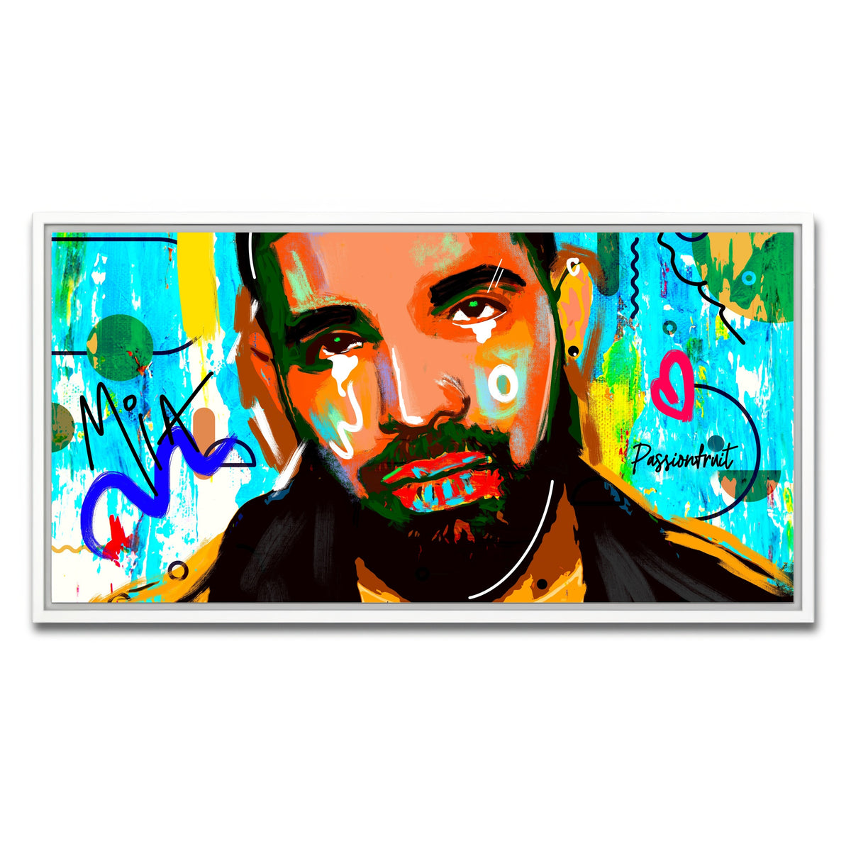 AUTO-MOCKUP WHITE | drake Graffiti | 1 Piece | White Framed Canvas | group=2x1