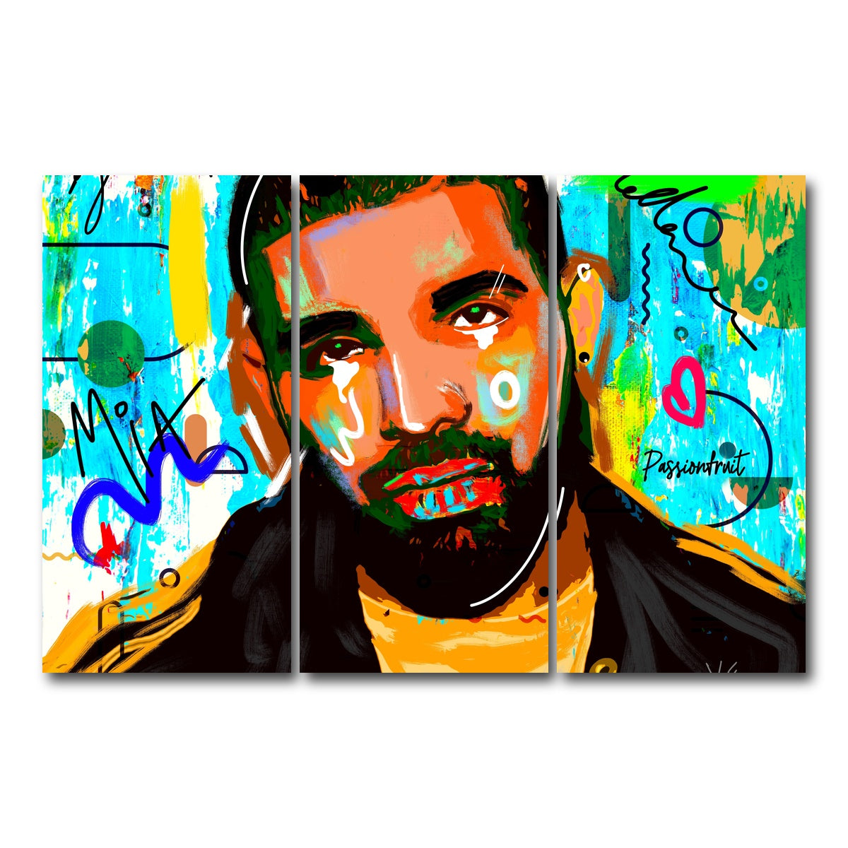 AUTO-MOCKUP WHITE | drake Graffiti | 3 Piece | Gallery Wrap Canvas | group=12x24