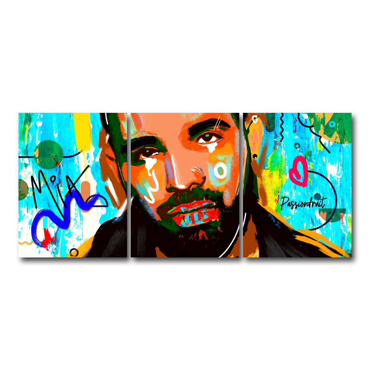AUTO-MOCKUP WHITE | drake Graffiti | 3 Piece | Gallery Wrap Canvas | group=18x24