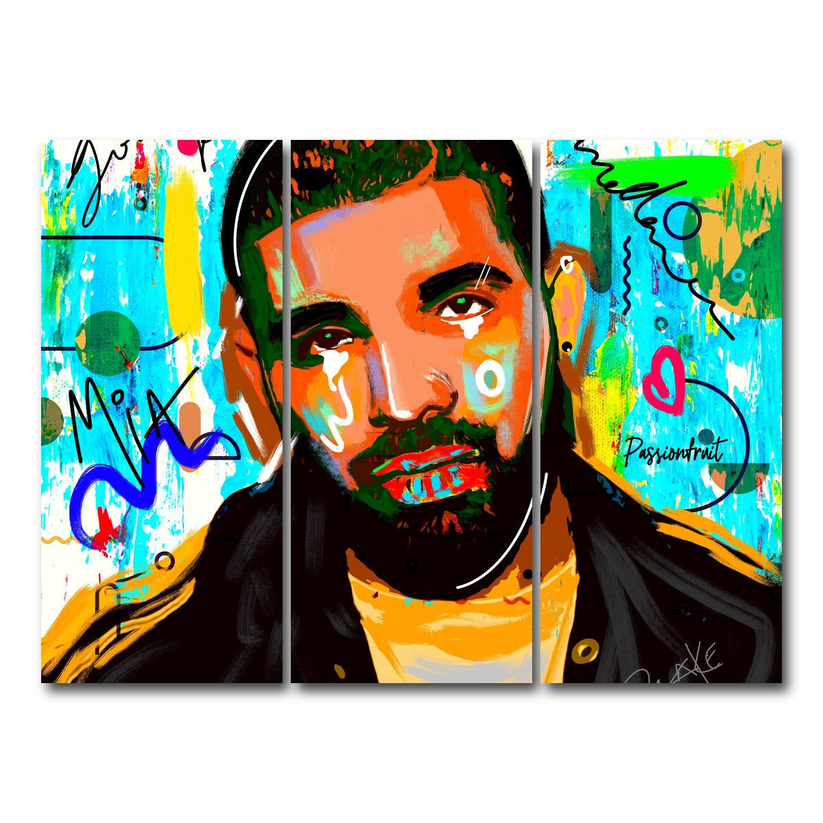 AUTO-MOCKUP WHITE | drake Graffiti | 3 Piece | Gallery Wrap Canvas | group=8x18