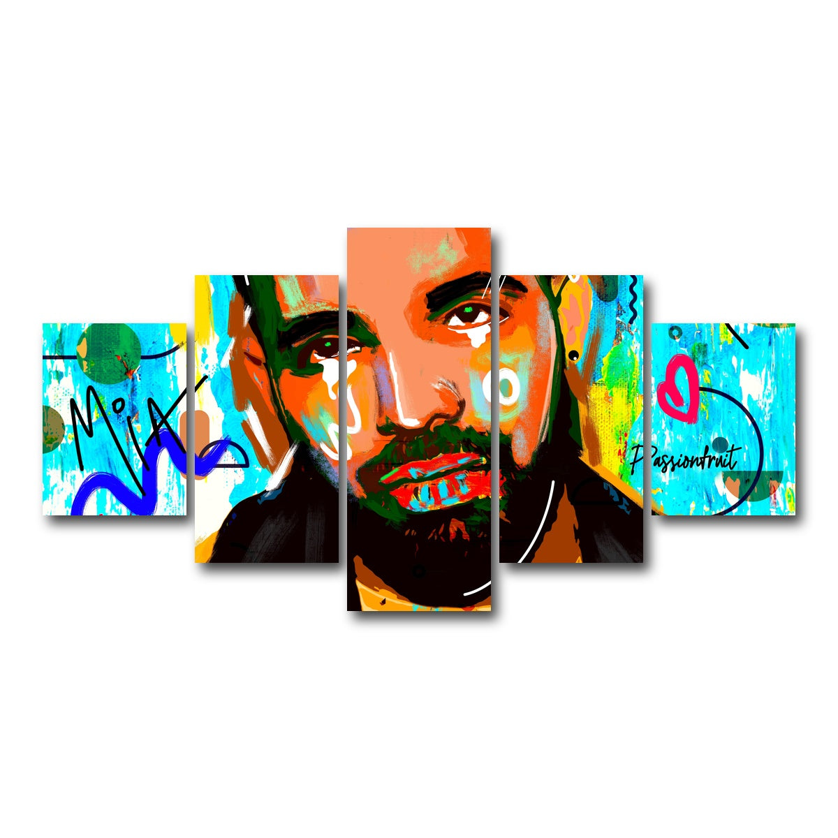 AUTO-MOCKUP WHITE | drake Graffiti | 5 Piece | Gallery Wrap Canvas | group=5_short