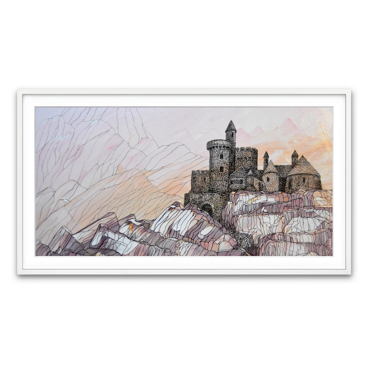 Framed Print 2x1 White