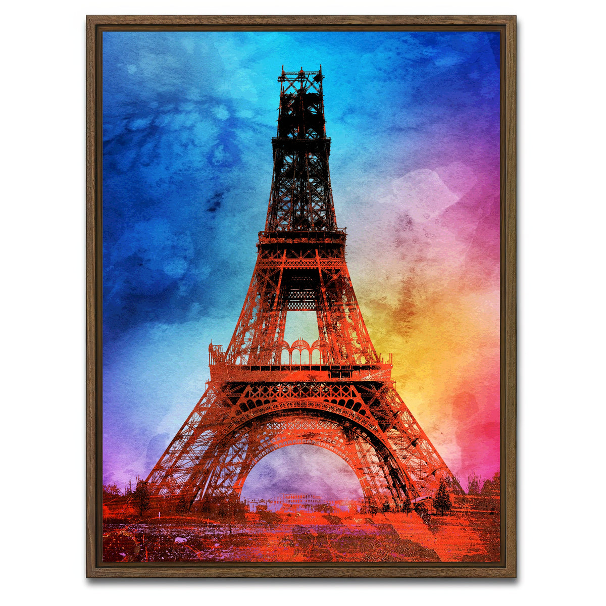 AUTO-MOCKUP WHITE | eiffel tower color splash | 1 Piece | Walnut Framed Canvas | group=3x4