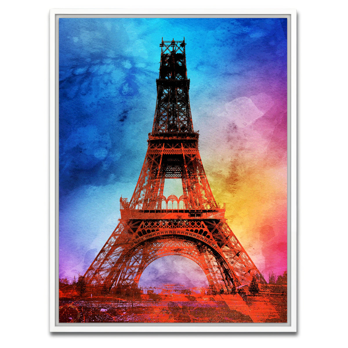 AUTO-MOCKUP WHITE | eiffel tower color splash | 1 Piece | White Framed Canvas | group=3x4
