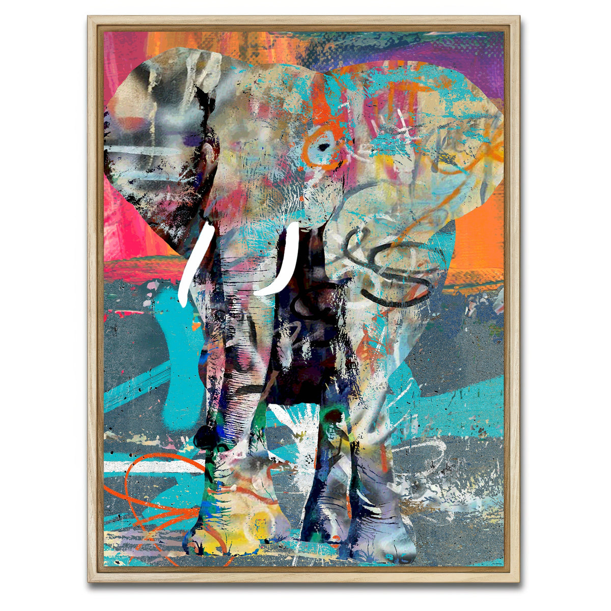 AUTO-MOCKUP WHITE | elephant graffiti | 1 Piece | Natural Framed Canvas | group=3x4