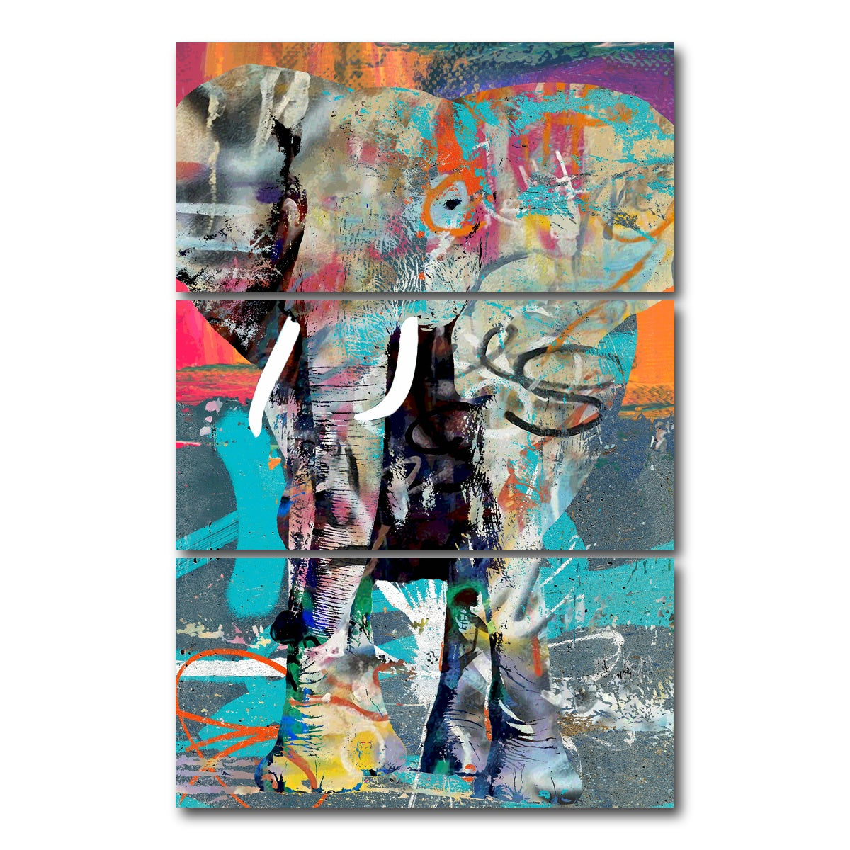 AUTO-MOCKUP WHITE | elephant graffiti | 3 Piece | Gallery Wrap Canvas | group=12x24_stacked