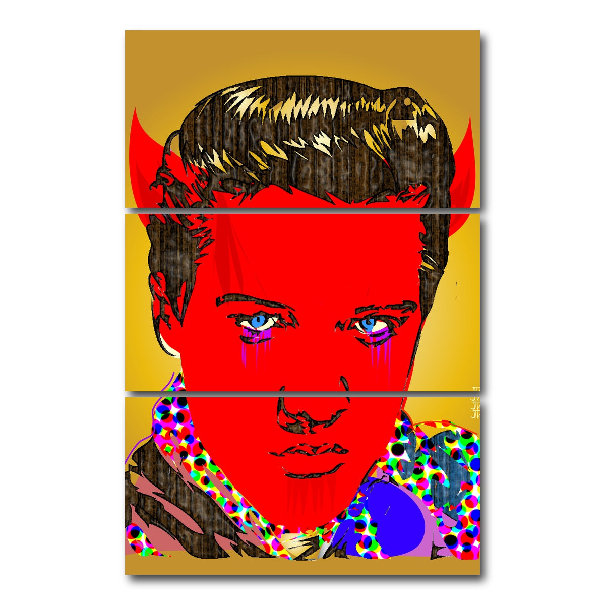 AUTO-MOCKUP WHITE | elvis Horns | 3 Piece | Gallery Wrap Canvas | group=12x24_stacked