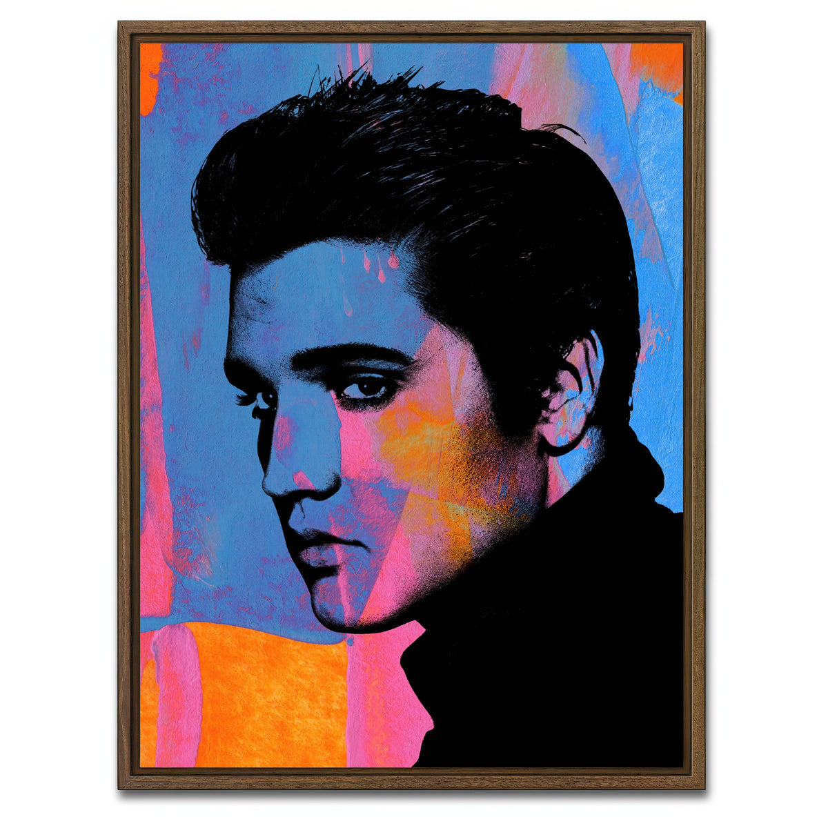 AUTO-MOCKUP WHITE | elvis bright colors | 1 Piece | Walnut Framed Canvas | group=3x4