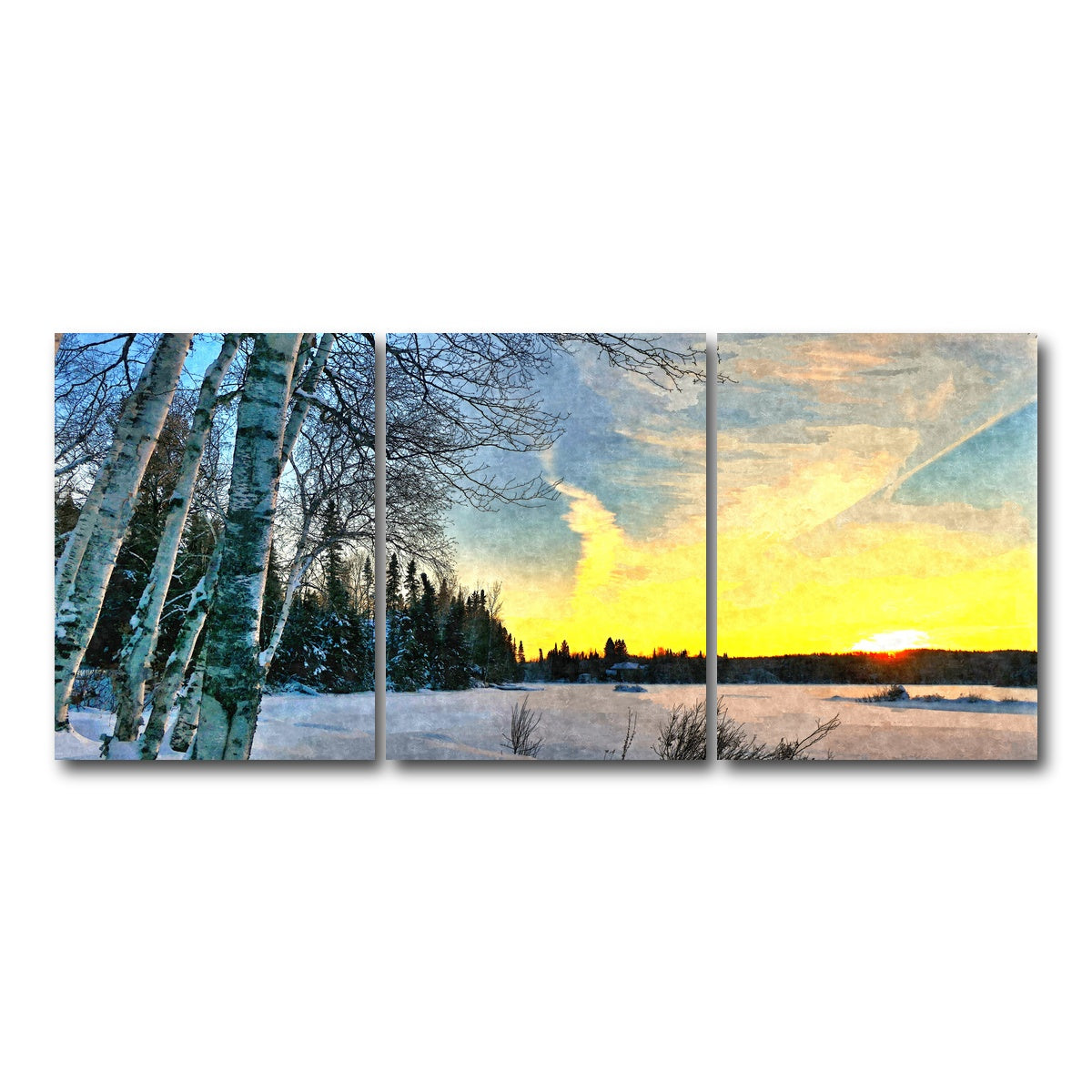 AUTO-MOCKUP WHITE | end of a winter's day | 3 Piece | Gallery Wrap Canvas | group=18x24