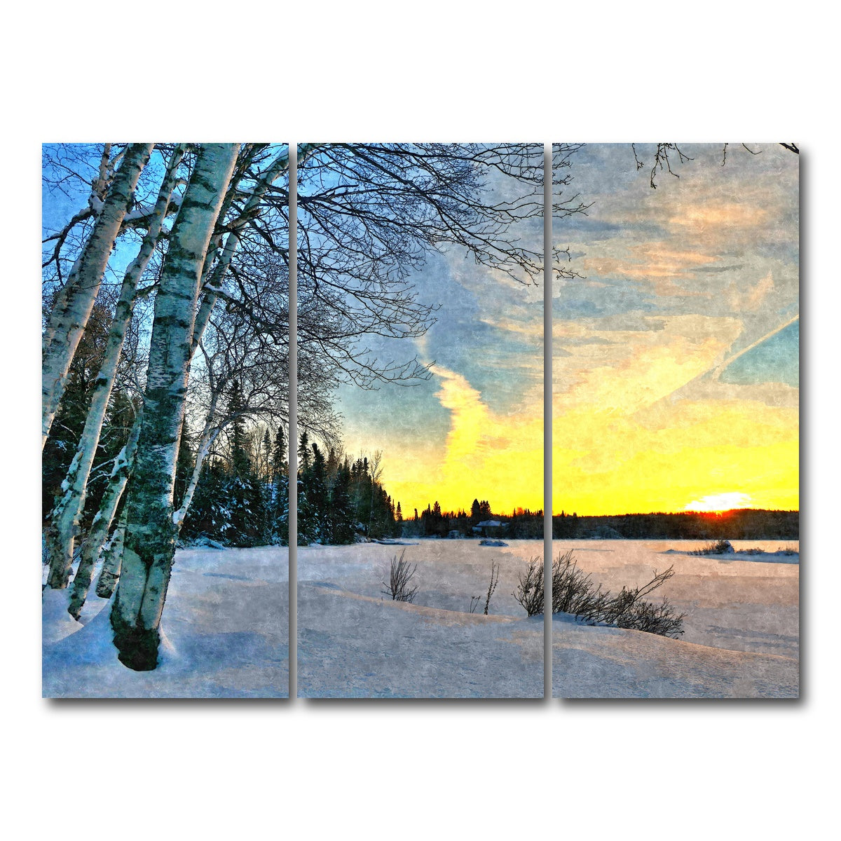 AUTO-MOCKUP WHITE | end of a winter's day | 3 Piece | Gallery Wrap Canvas | group=8x18