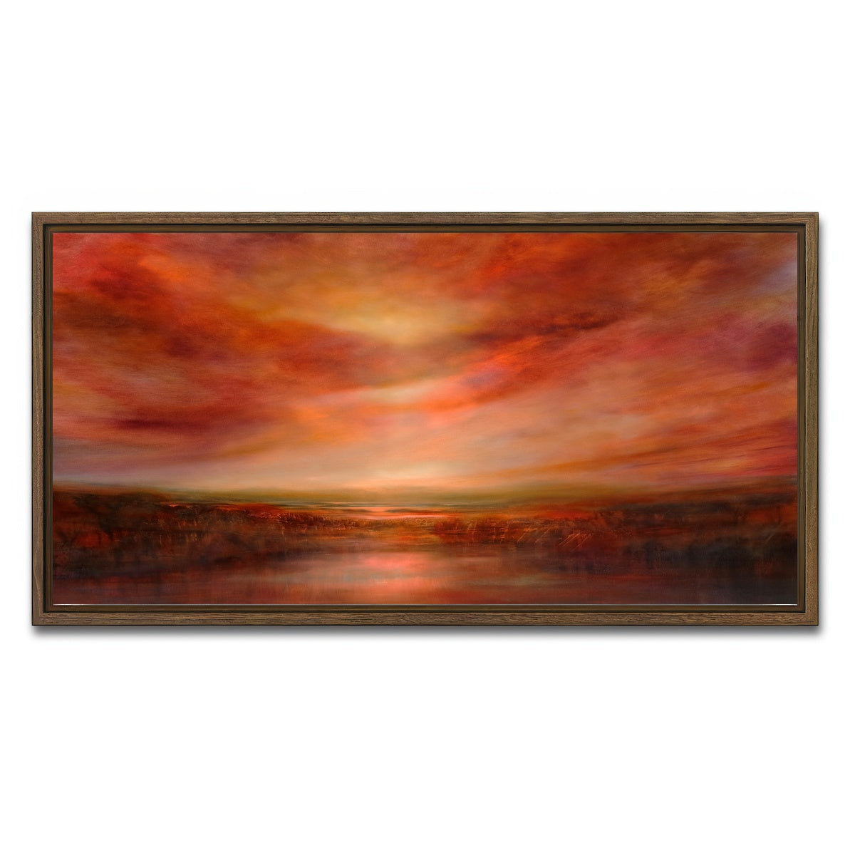 AUTO-MOCKUP WHITE | evening glow | 1 Piece | Walnut Framed Canvas | group=2x1