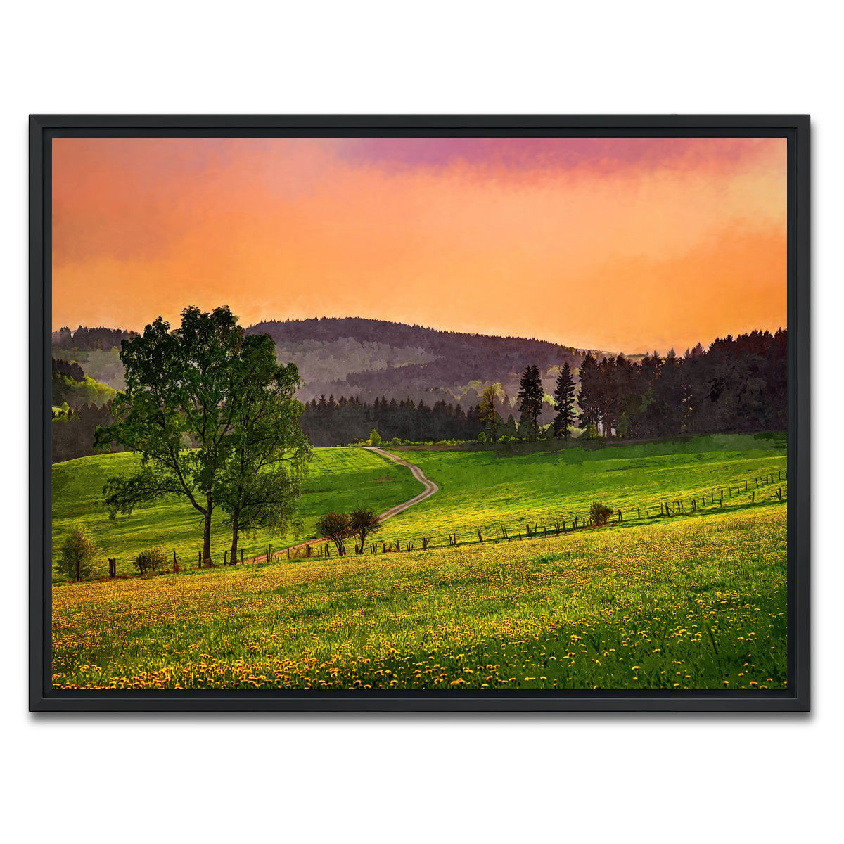 AUTO-MOCKUP WHITE | evening pasture | 1 Piece | Black Framed Canvas | group=4x3