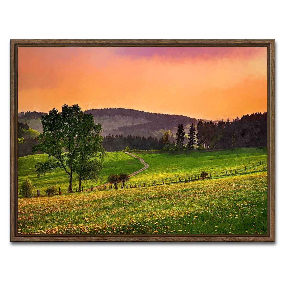 AUTO-MOCKUP WHITE | evening pasture | 1 Piece | Walnut Framed Canvas | group=4x3