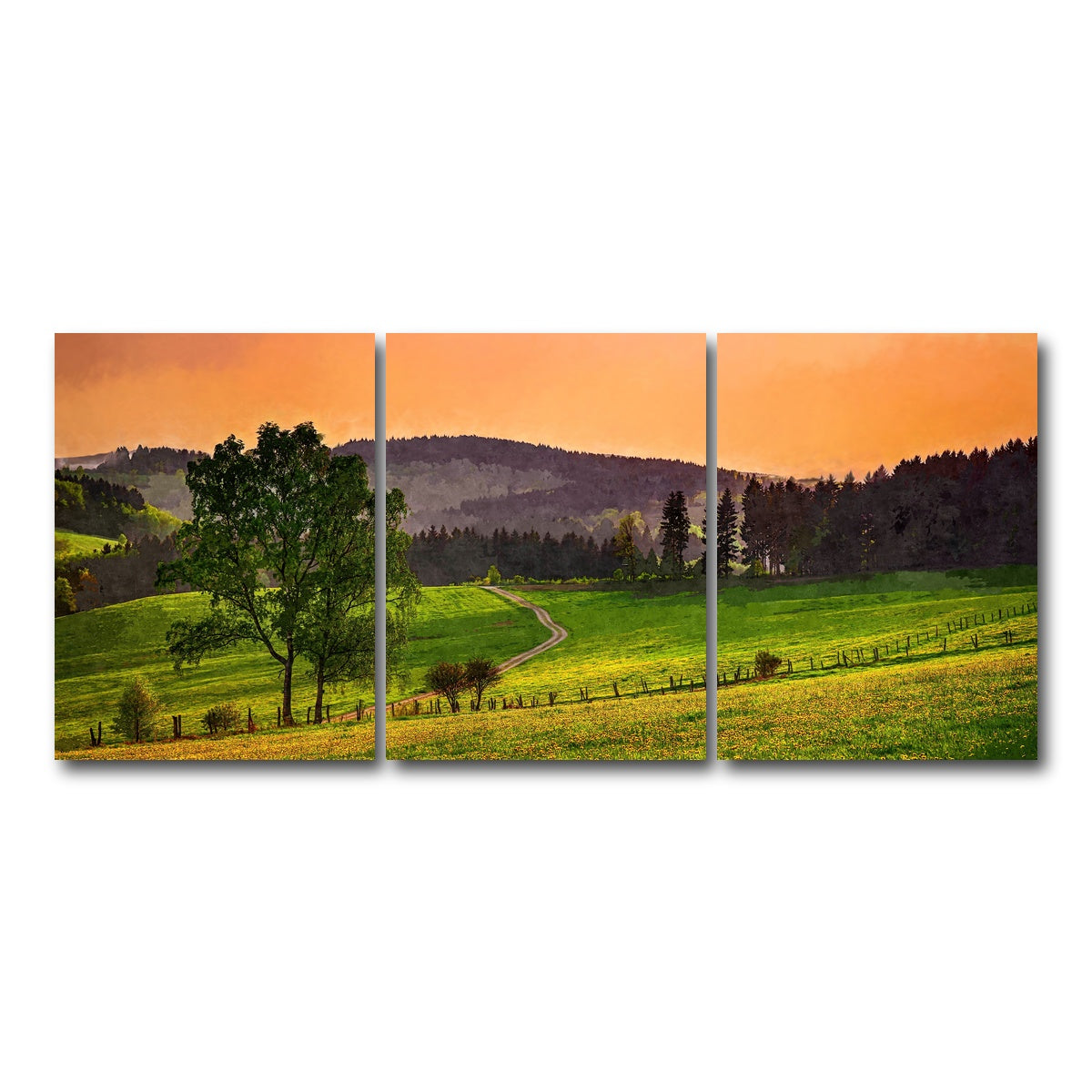 AUTO-MOCKUP WHITE | evening pasture | 3 Piece | Gallery Wrap Canvas | group=18x24