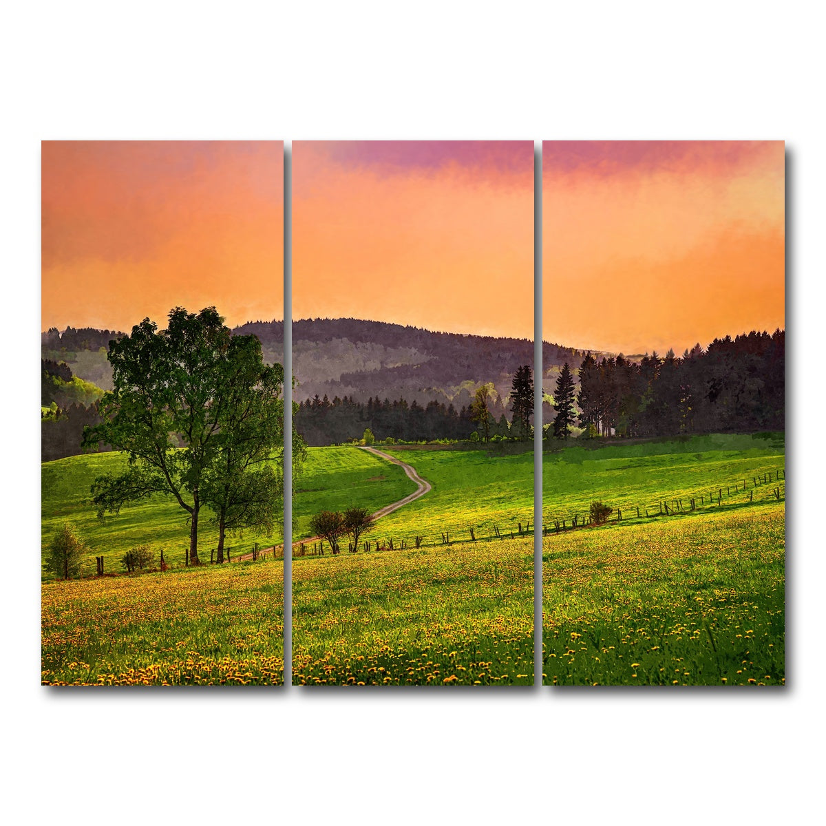 AUTO-MOCKUP WHITE | evening pasture | 3 Piece | Gallery Wrap Canvas | group=8x18