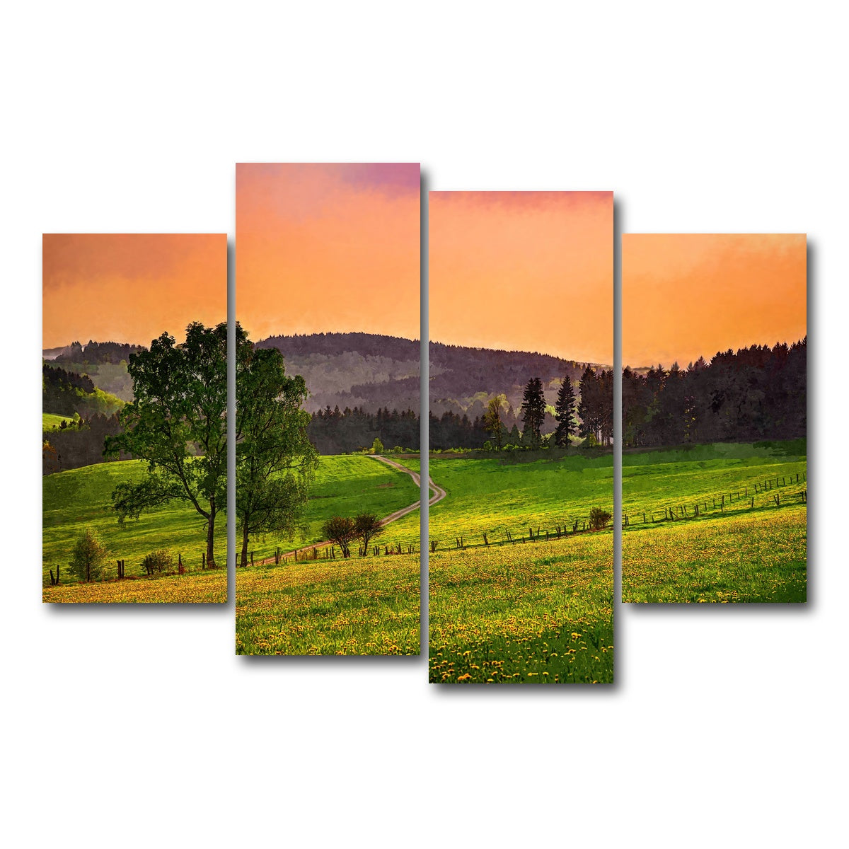 AUTO-MOCKUP WHITE | evening pasture | 4 Piece | Gallery Wrap Canvas | group=4_short