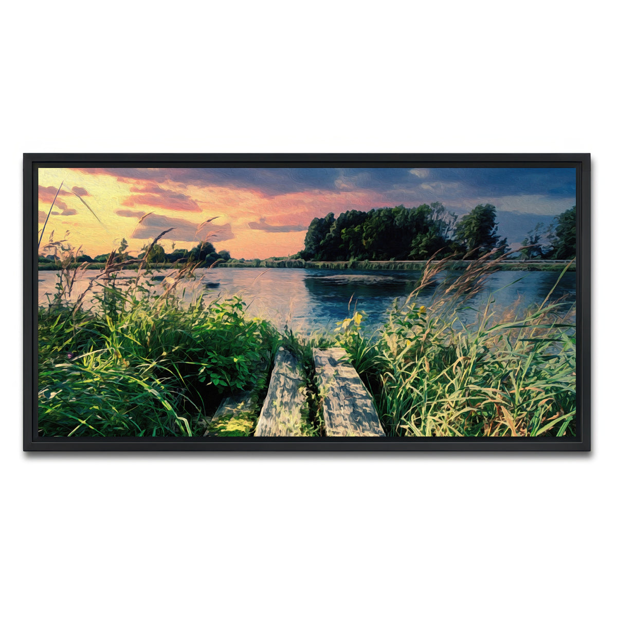 AUTO-MOCKUP WHITE | evening swim | 1 Piece | Black Framed Canvas | group=2x1