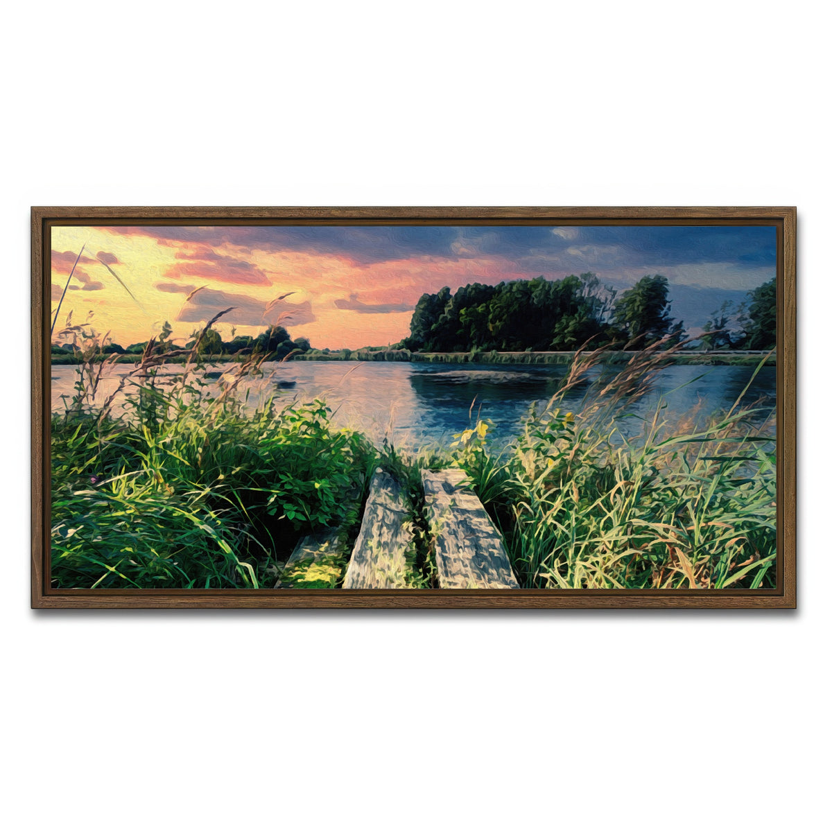 AUTO-MOCKUP WHITE | evening swim | 1 Piece | Walnut Framed Canvas | group=2x1