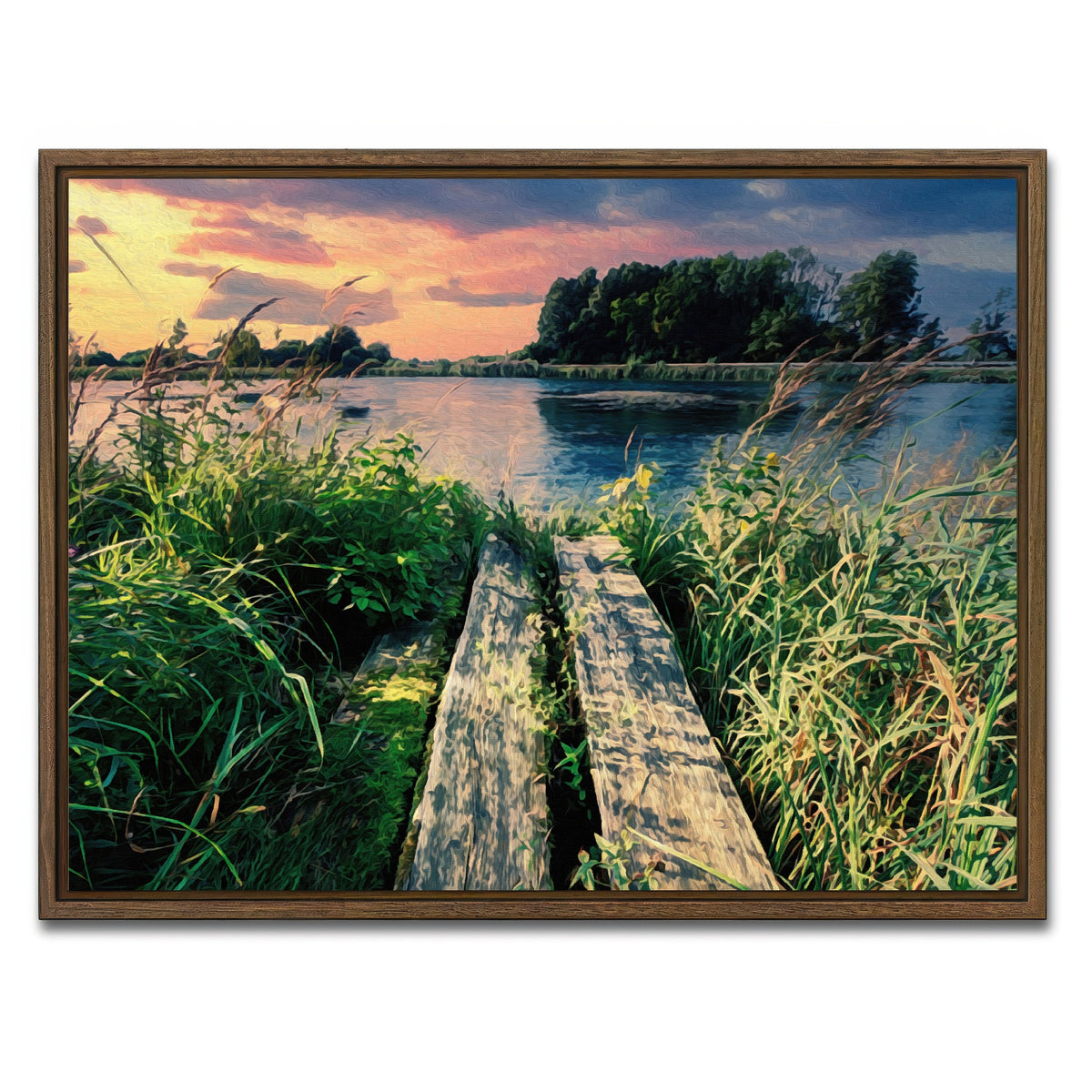 AUTO-MOCKUP WHITE | evening swim | 1 Piece | Walnut Framed Canvas | group=4x3
