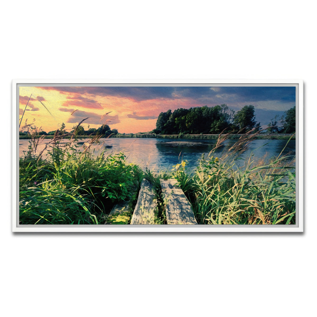 AUTO-MOCKUP WHITE | evening swim | 1 Piece | White Framed Canvas | group=2x1