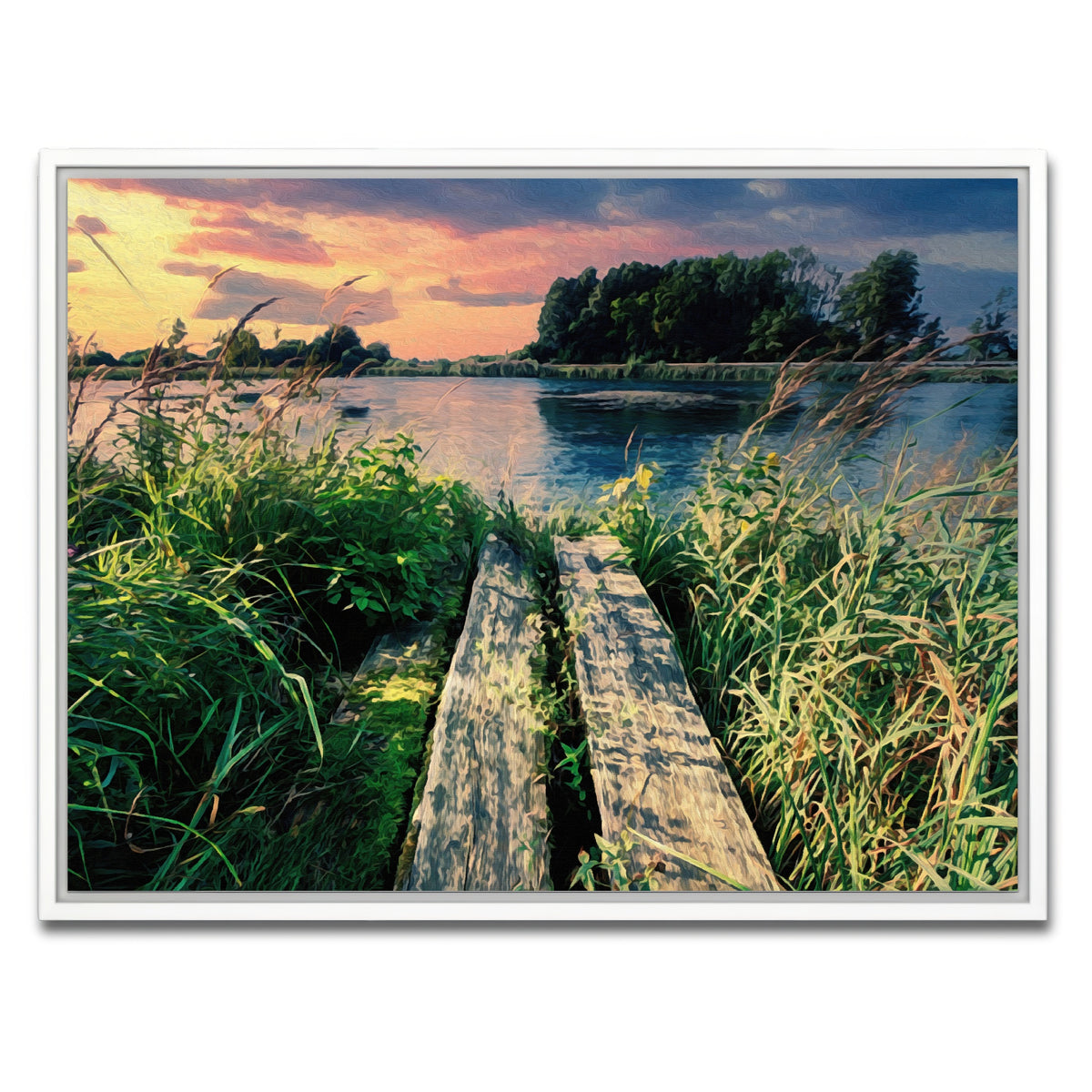 AUTO-MOCKUP WHITE | evening swim | 1 Piece | White Framed Canvas | group=4x3