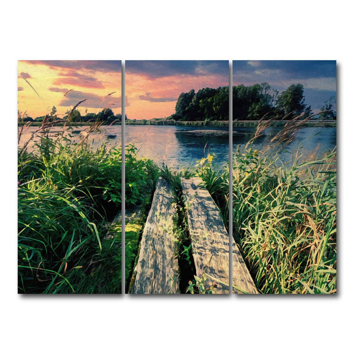 AUTO-MOCKUP WHITE | evening swim | 3 Piece | Gallery Wrap Canvas | group=8x18