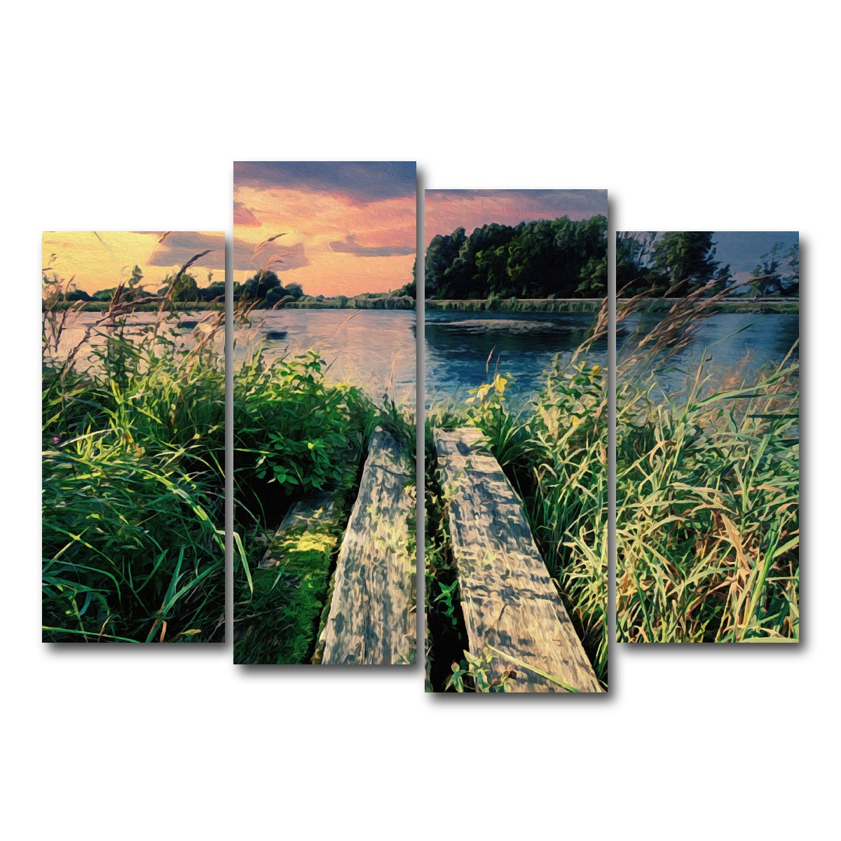 AUTO-MOCKUP WHITE | evening swim | 4 Piece | Gallery Wrap Canvas | group=4_normal