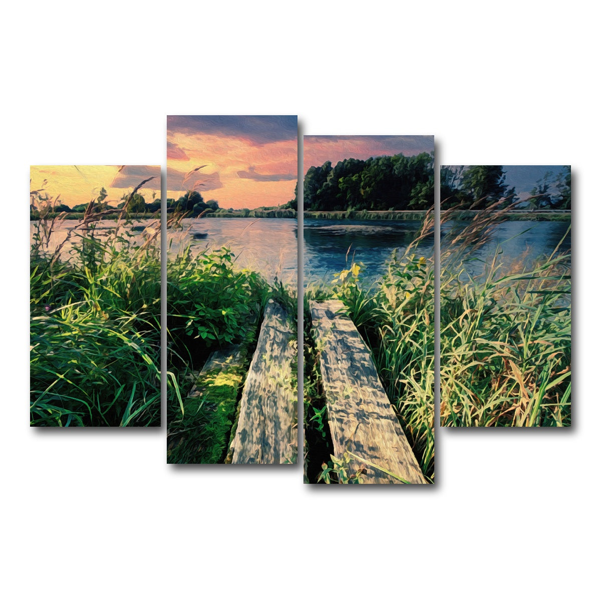 AUTO-MOCKUP WHITE | evening swim | 4 Piece | Gallery Wrap Canvas | group=4_short