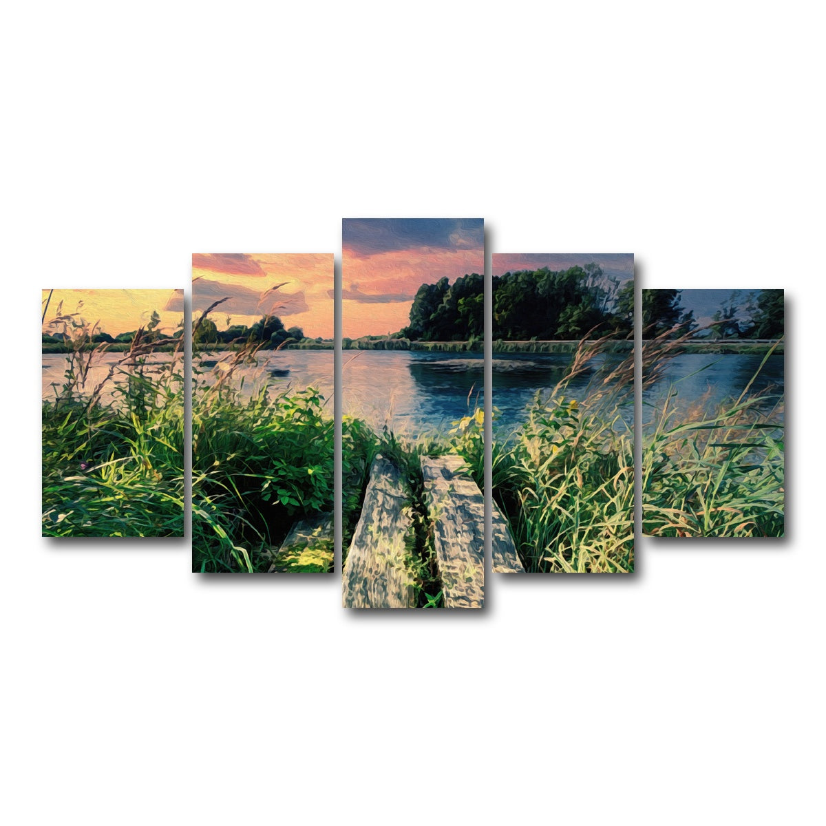 AUTO-MOCKUP WHITE | evening swim | 5 Piece | Gallery Wrap Canvas | group=5_normal