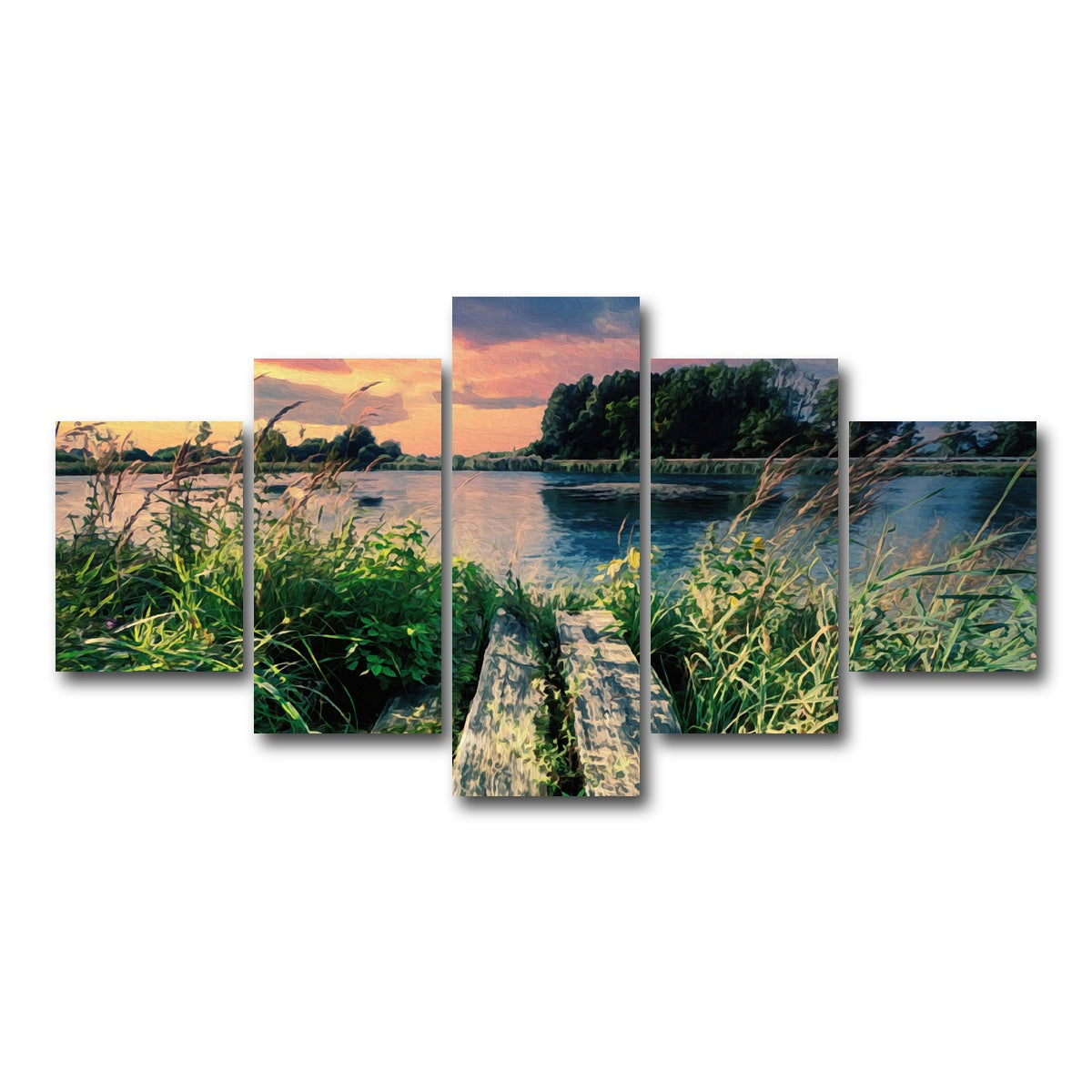 AUTO-MOCKUP WHITE | evening swim | 5 Piece | Gallery Wrap Canvas | group=5_short