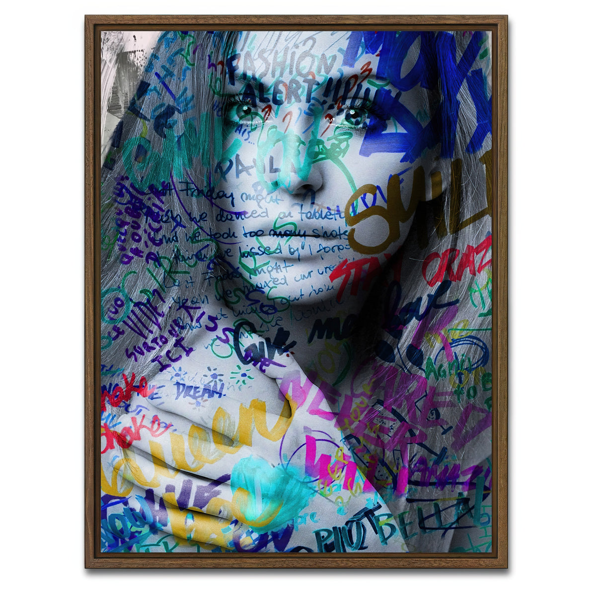 AUTO-MOCKUP WHITE | fashion alert | 1 Piece | Walnut Framed Canvas | group=3x4