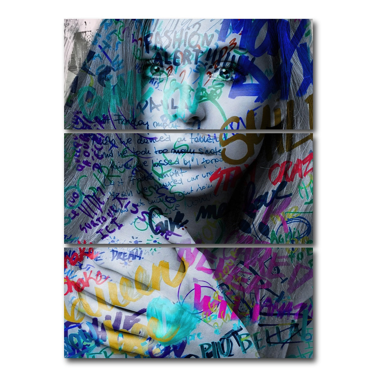 AUTO-MOCKUP WHITE | fashion alert | 3 Piece | Gallery Wrap Canvas | group=8x18_stacked