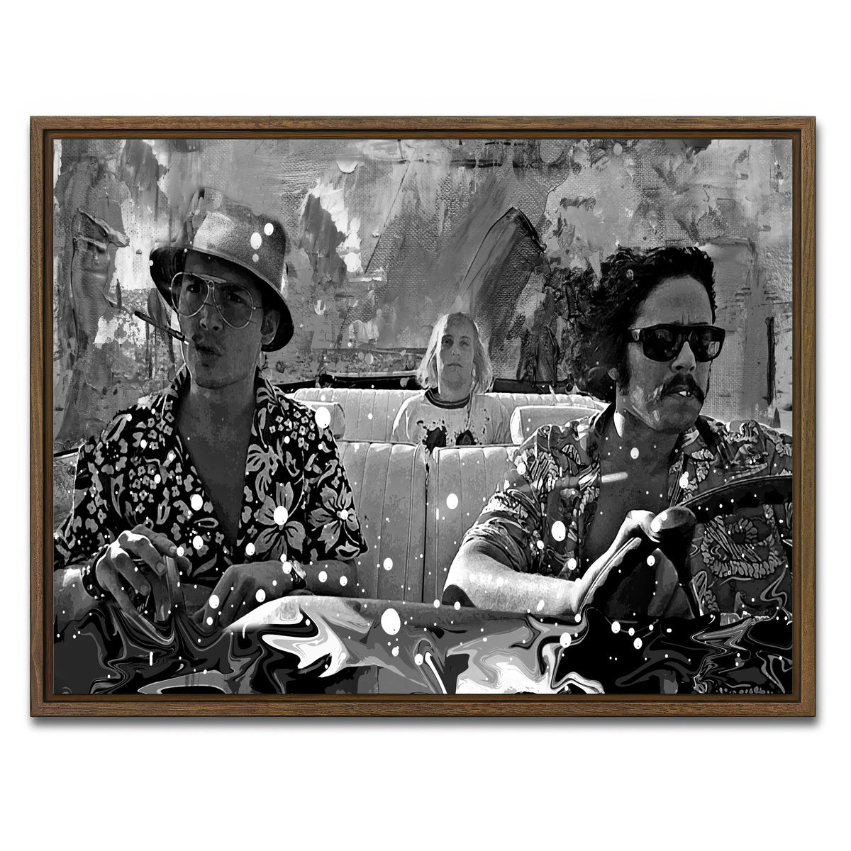 AUTO-MOCKUP WHITE | fear and loathing grayscale | 1 Piece | Walnut Frame | group=4x3