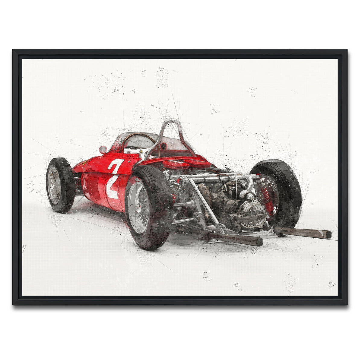 AUTO-MOCKUP WHITE | ferrari 156 rear | 1 Piece | Black Framed Canvas | group=4x3