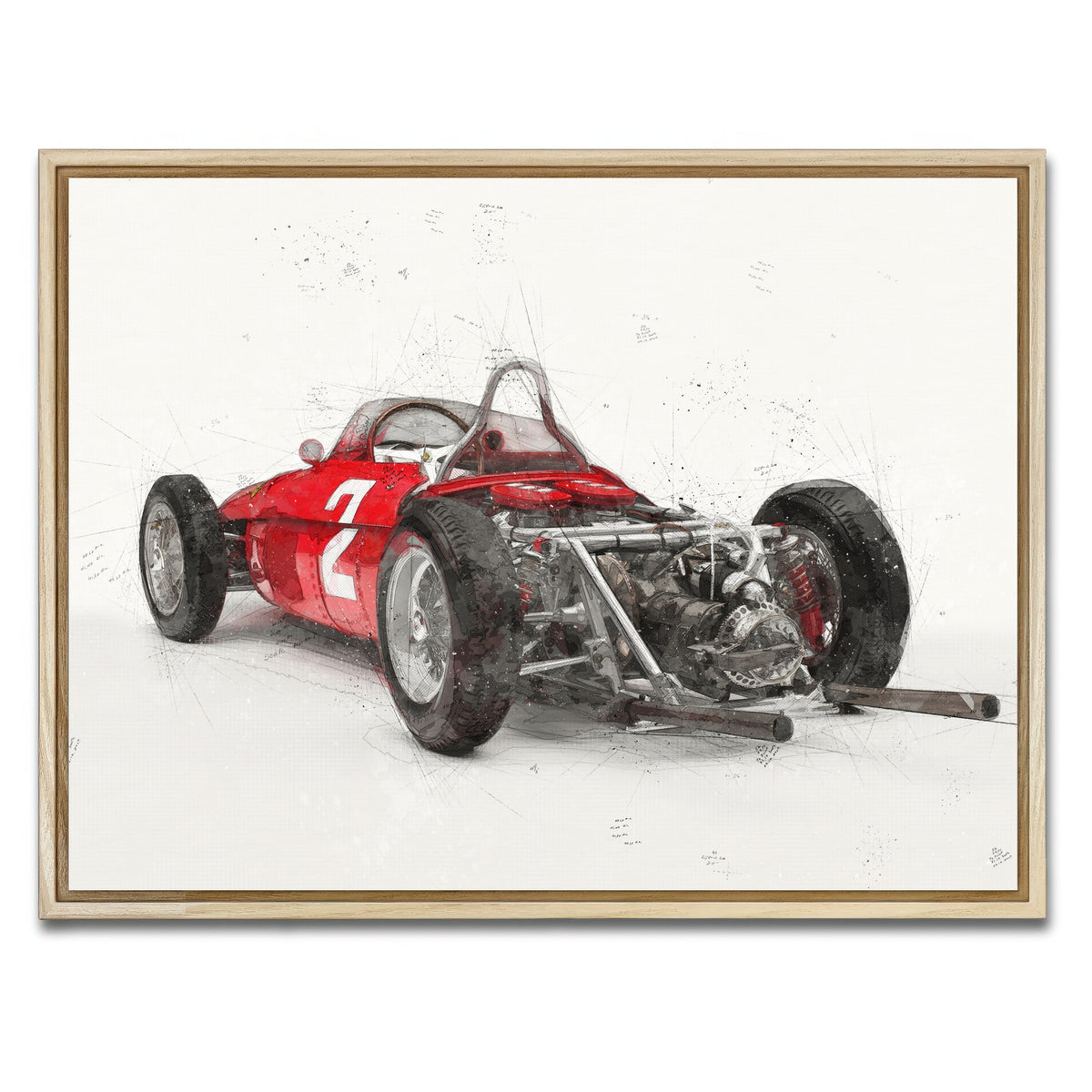 AUTO-MOCKUP WHITE | ferrari 156 rear | 1 Piece | Natural Framed Canvas | group=4x3