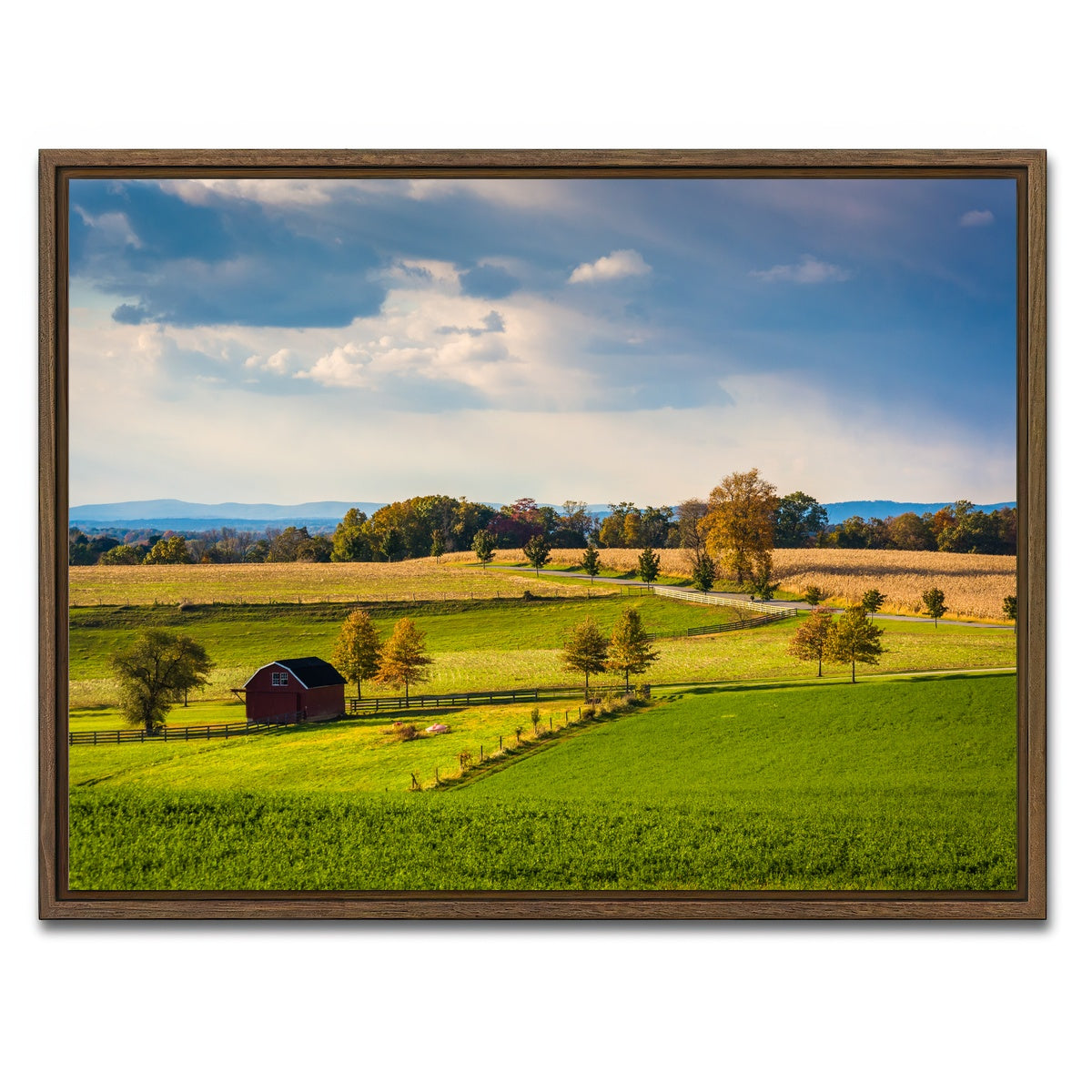 AUTO-MOCKUP WHITE | fields and hills in York County | 1 Piece | Walnut Framed Canvas | group=4x3