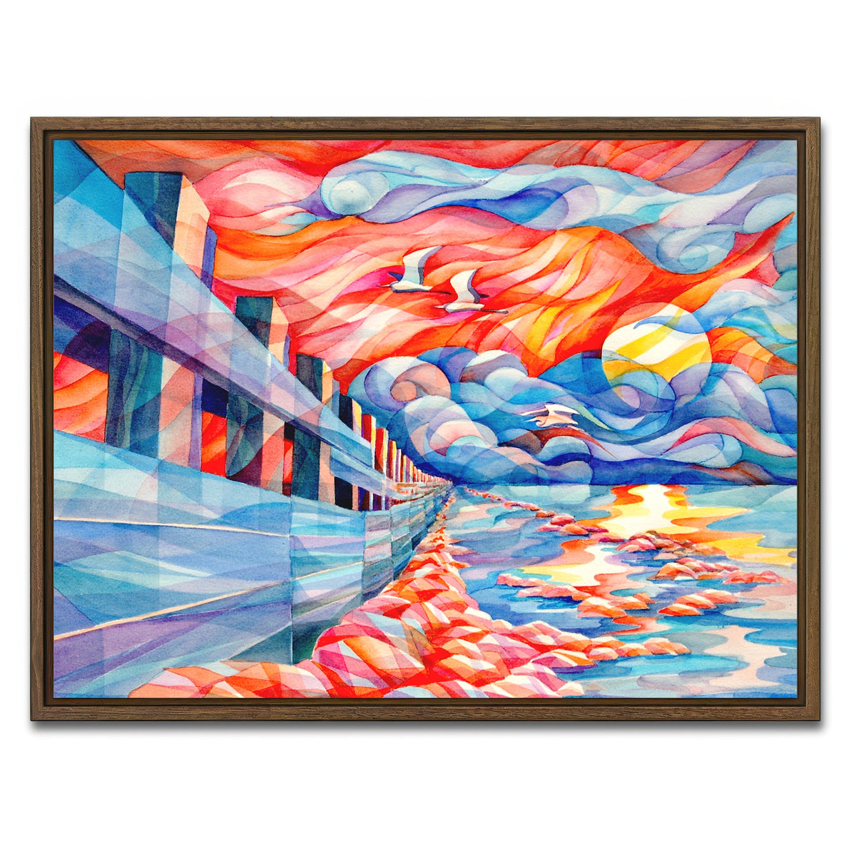 AUTO-MOCKUP WHITE | flight of the egrets | 1 Piece | Walnut Framed Canvas | group=4x3