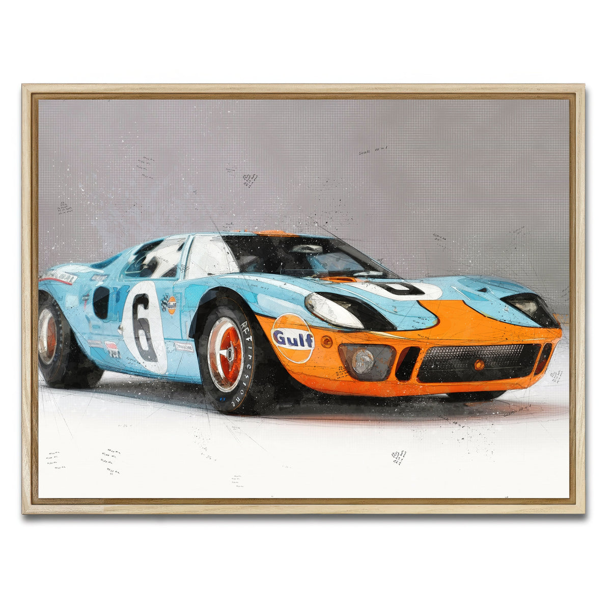 AUTO-MOCKUP WHITE | ford GT | 1 Piece | Natural Framed Canvas | group=4x3