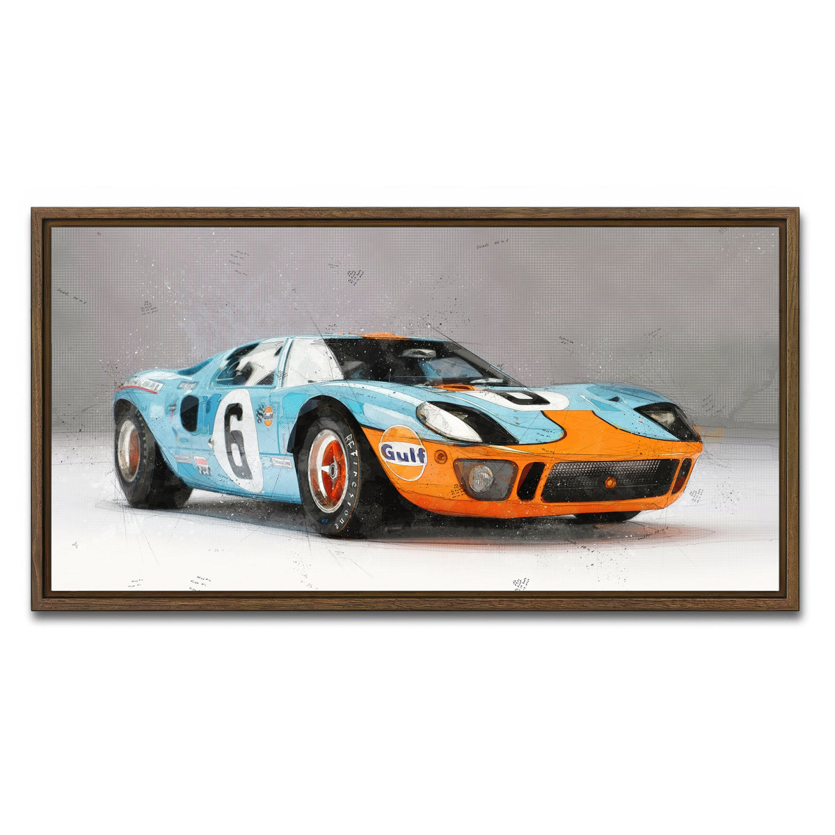 AUTO-MOCKUP WHITE | ford GT | 1 Piece | Walnut Framed Canvas | group=2x1
