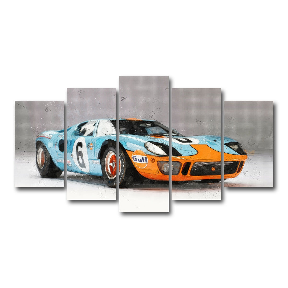 AUTO-MOCKUP WHITE | ford GT | 5 Piece | Gallery Wrap Canvas | group=5_normal